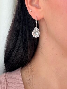 Nadri Silver Teardrop Crystal Brilliant Earrings
